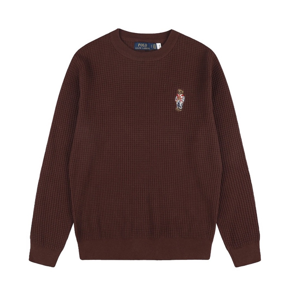 Polo by Ralph Lauren Brown Waffle-Knit Crewneck Sweater